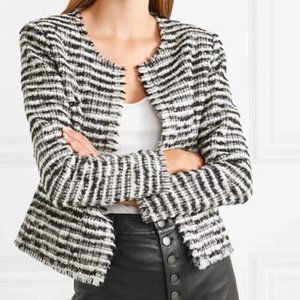 IRO Emotion Women's Open Front Boucle Tweed Jacket Blazer Black/Ivory - 40/18W